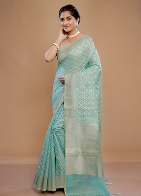 Green Pure Cotton Saree With Blouse Piece - Indian Silk House Agencies