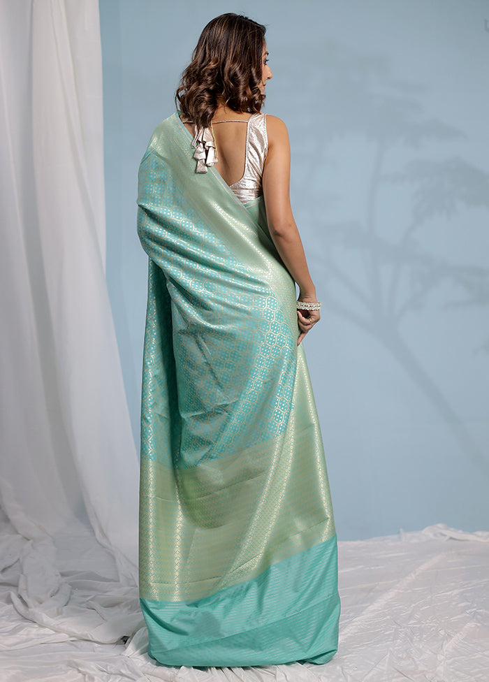 Green Uppada Silk Saree With Blouse Piece - Indian Silk House Agencies