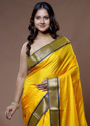 Yellow Kanjivaram Silk Saree With Blouse Piece - Indian Silk House Agencies