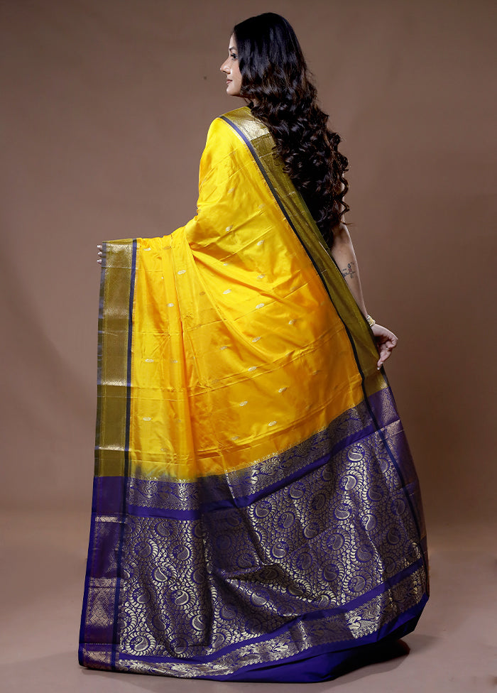 Yellow Kanjivaram Silk Saree With Blouse Piece - Indian Silk House Agencies