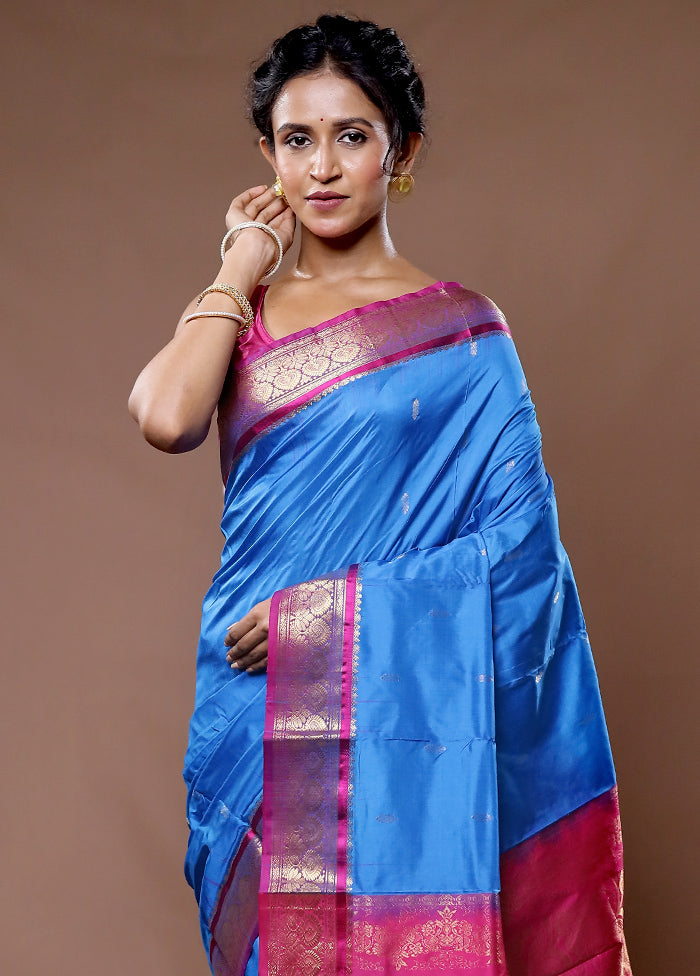 Pink Kanjivaram Silk Saree With Blouse Piece - Indian Silk House Agencies