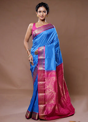 Pink Kanjivaram Silk Saree With Blouse Piece - Indian Silk House Agencies