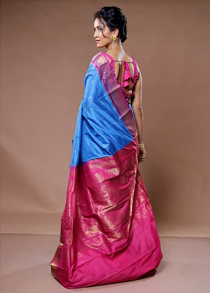 Pink Kanjivaram Silk Saree With Blouse Piece - Indian Silk House Agencies