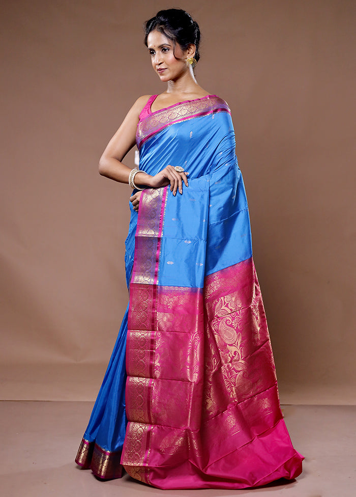 Pink Kanjivaram Silk Saree With Blouse Piece - Indian Silk House Agencies