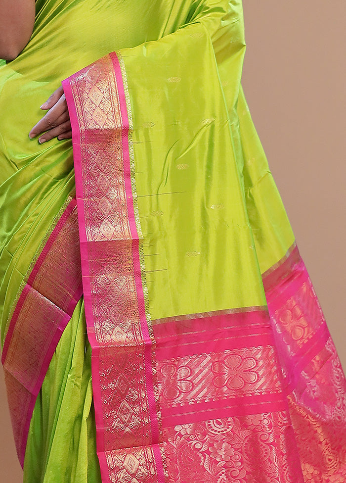 Green Kanjivaram Pure Silk Saree With Blouse Piece - Indian Silk House Agencies