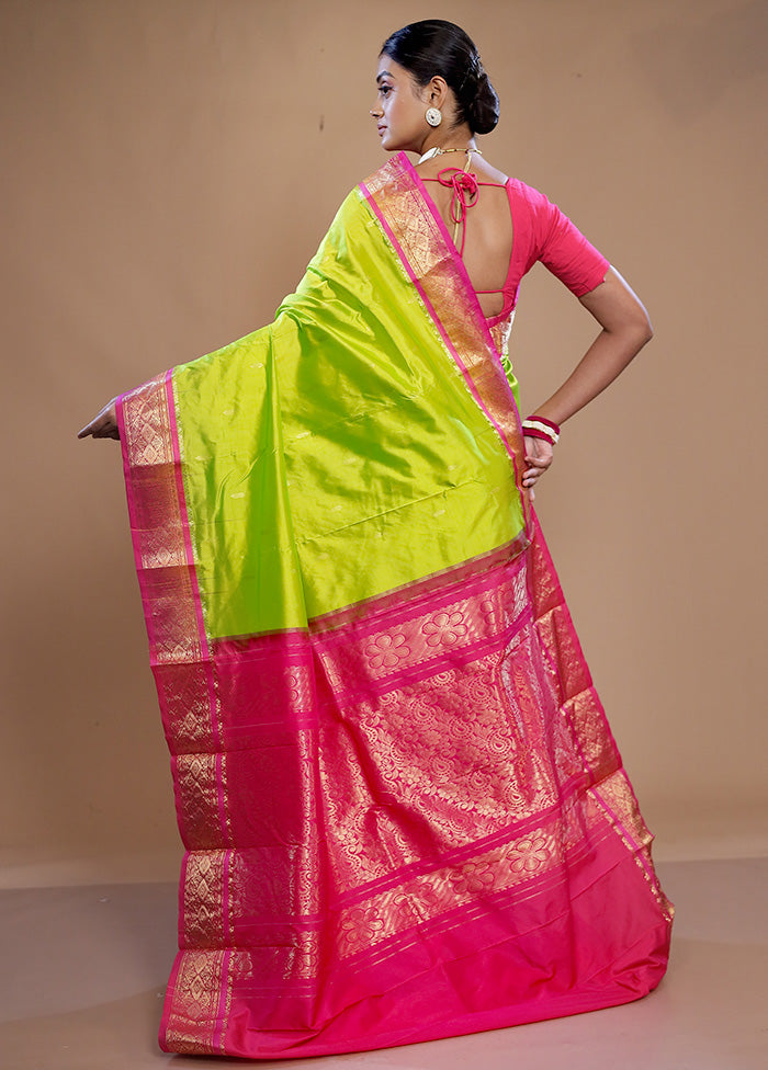 Green Kanjivaram Pure Silk Saree With Blouse Piece - Indian Silk House Agencies