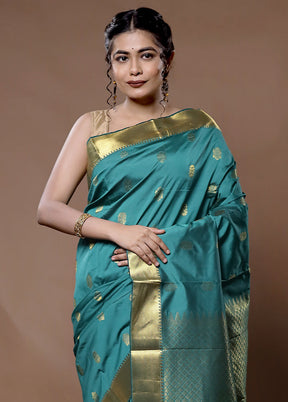 Green Kanjivaram Silk Saree With Blouse Piece - Indian Silk House Agencies