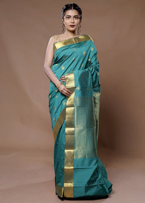 Green Kanjivaram Silk Saree With Blouse Piece - Indian Silk House Agencies