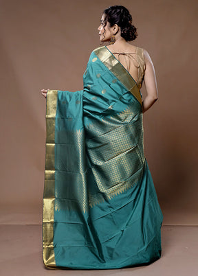 Green Kanjivaram Silk Saree With Blouse Piece - Indian Silk House Agencies