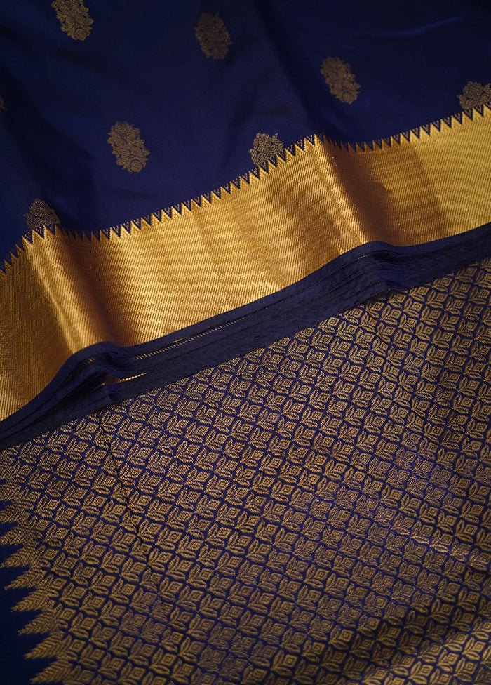 Blue Kanjivaram Silk Saree With Blouse Piece - Indian Silk House Agencies