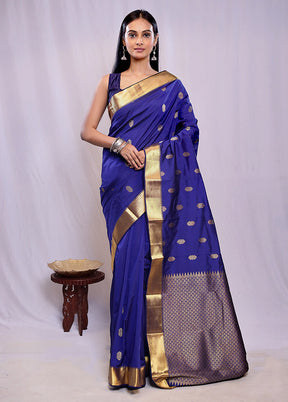 Blue Kanjivaram Silk Saree With Blouse Piece - Indian Silk House Agencies