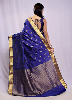 Blue Kanjivaram Silk Saree With Blouse Piece - Indian Silk House Agencies