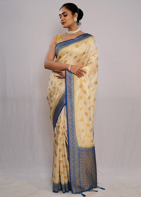 Cream Dupion Silk Saree With Blouse Piece - Indian Silk House Agencies