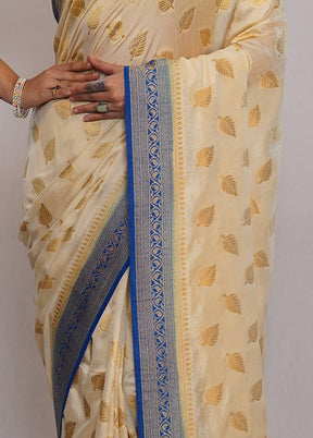 Cream Dupion Silk Saree With Blouse Piece - Indian Silk House Agencies