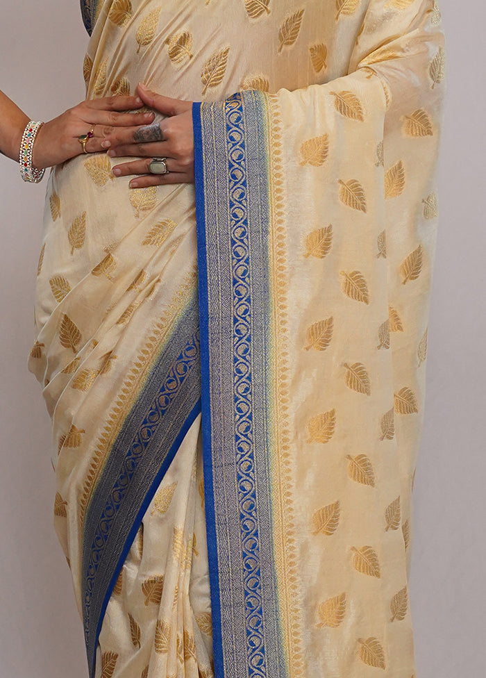 Cream Dupion Silk Saree With Blouse Piece - Indian Silk House Agencies