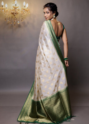 Cream Dupion Silk Saree With Blouse Piece