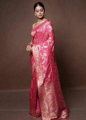 Pink Dupion Silk Saree With Blouse Piece