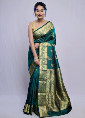 Green Kanjivaram Silk Saree With Blouse Piece - Indian Silk House Agencies