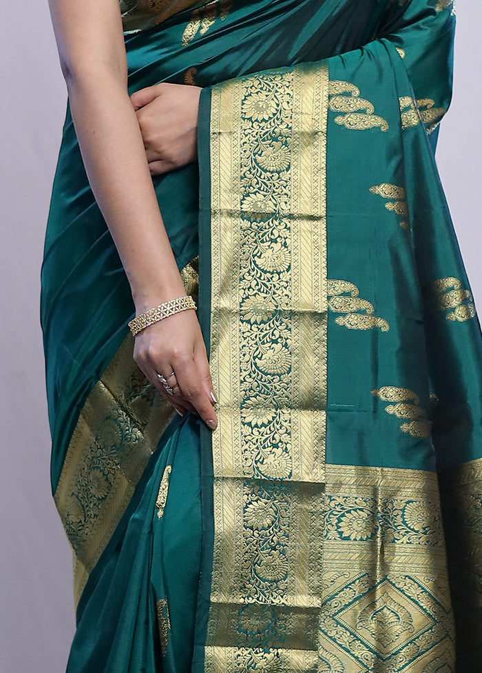 Green Kanjivaram Silk Saree With Blouse Piece - Indian Silk House Agencies