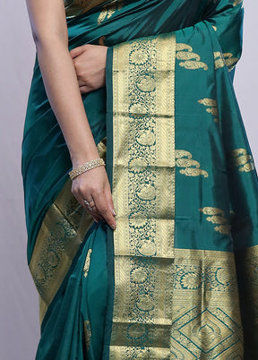 Green Kanjivaram Silk Saree With Blouse Piece - Indian Silk House Agencies