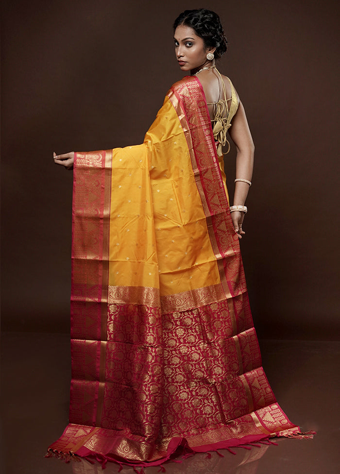 Yellow Kanjivaram Silk Saree With Blouse Piece - Indian Silk House Agencies