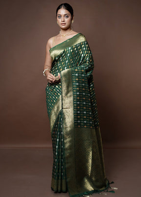 Green Dupion Silk Saree With Blouse Piece