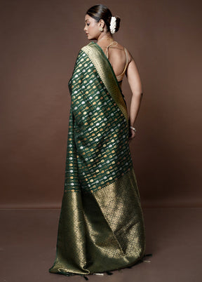 Green Dupion Silk Saree With Blouse Piece