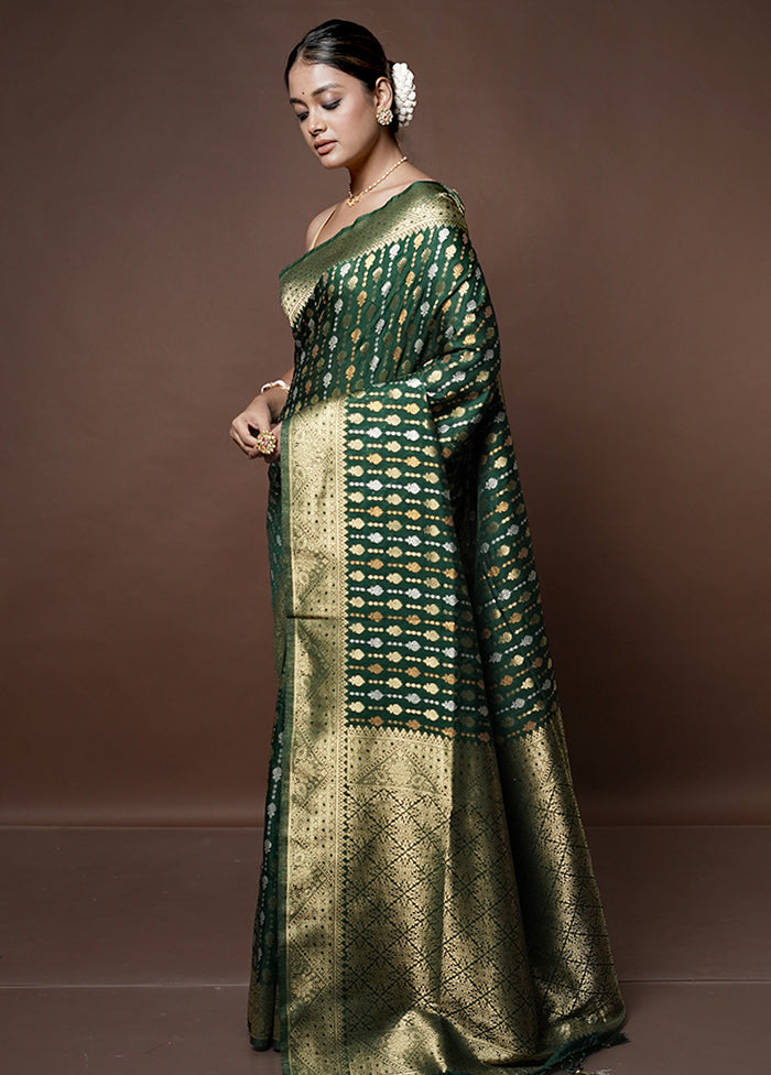 Green Dupion Silk Saree With Blouse Piece