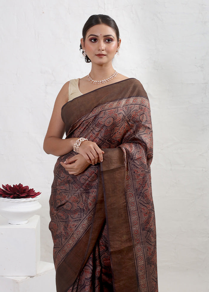 Grey Tussar Pure Silk Saree With Blouse Piece - Indian Silk House Agencies