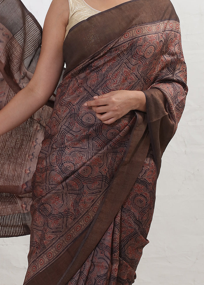 Grey Tussar Pure Silk Saree With Blouse Piece - Indian Silk House Agencies