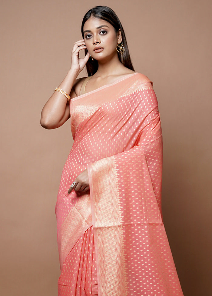 Pink Kora Silk Saree With Blouse Piece