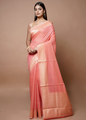 Pink Kora Silk Saree With Blouse Piece