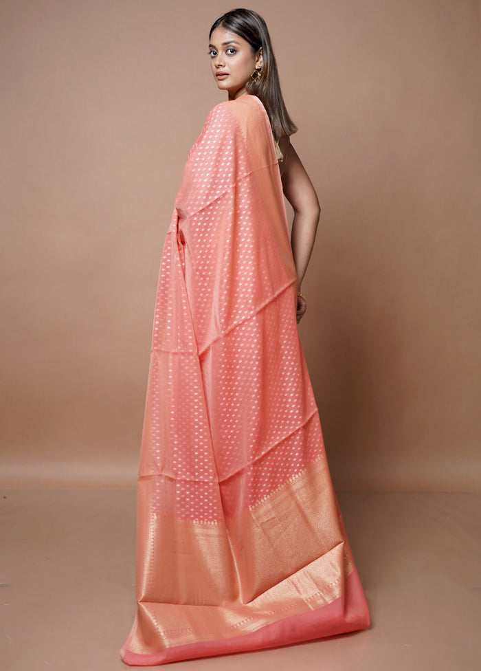 Pink Kora Silk Saree With Blouse Piece