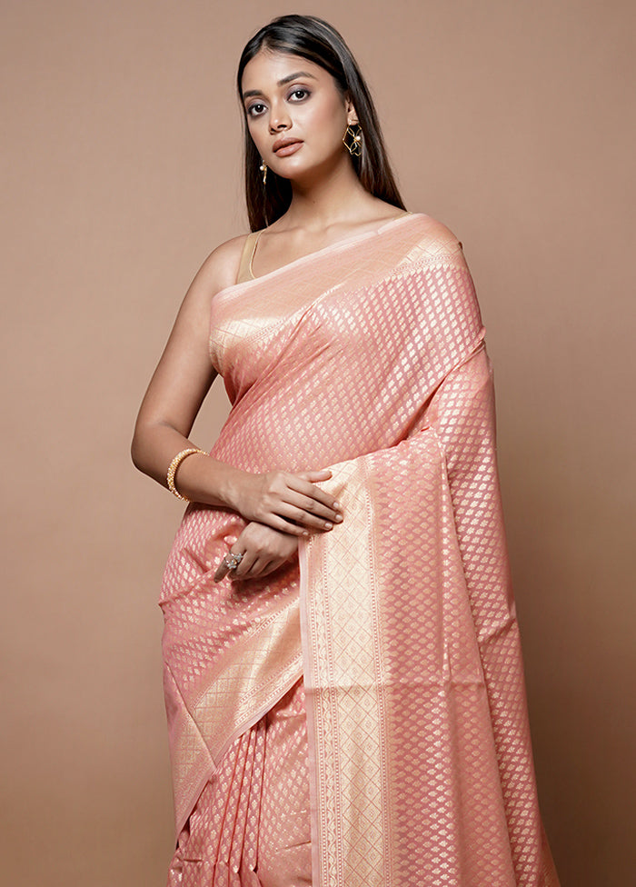 Pink Kora Silk Saree With Blouse Piece