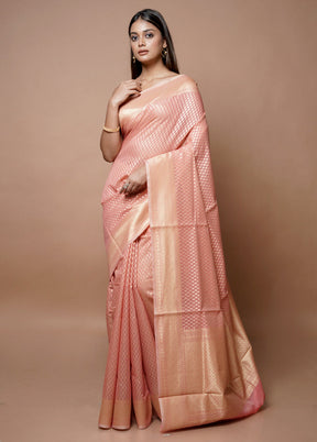 Pink Kora Silk Saree With Blouse Piece