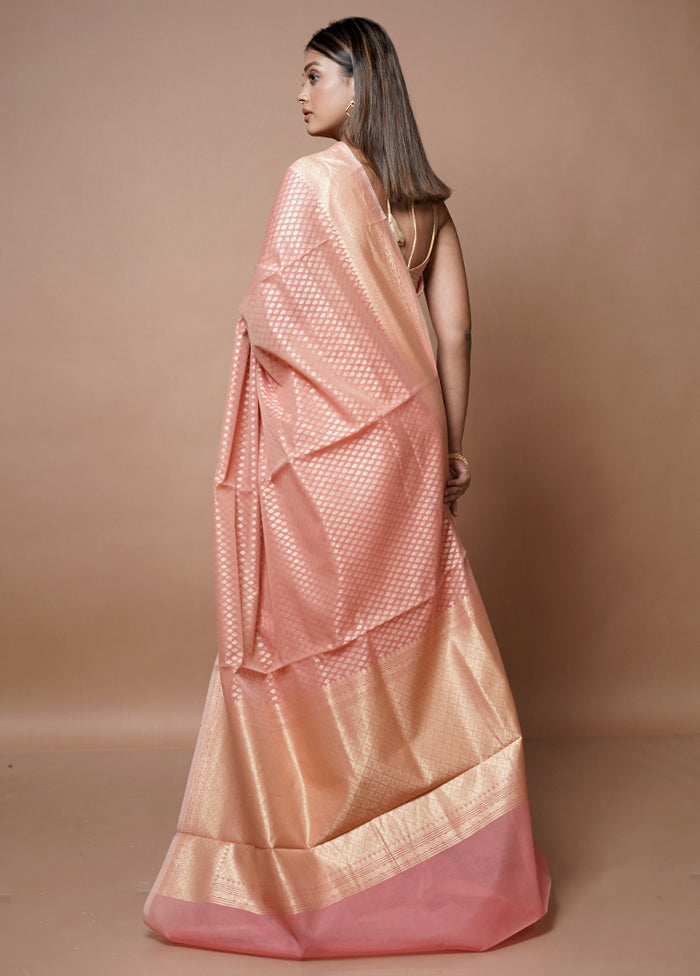 Pink Kora Silk Saree With Blouse Piece