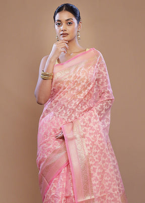 Pink Kora Silk Saree With Blouse Piece - Indian Silk House Agencies