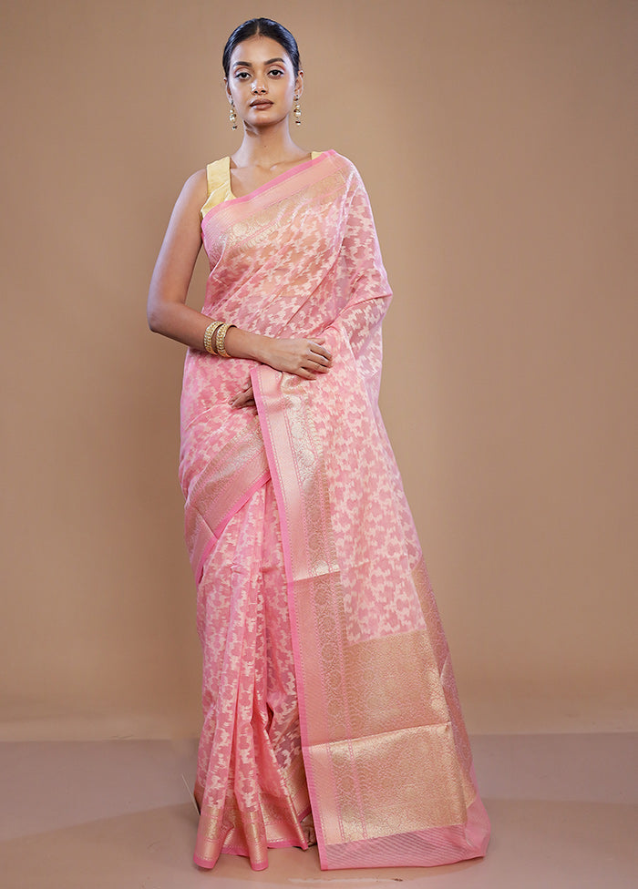 Pink Kora Silk Saree With Blouse Piece - Indian Silk House Agencies