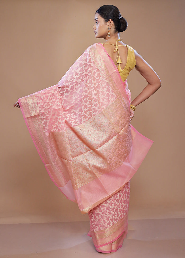 Pink Kora Silk Saree With Blouse Piece - Indian Silk House Agencies