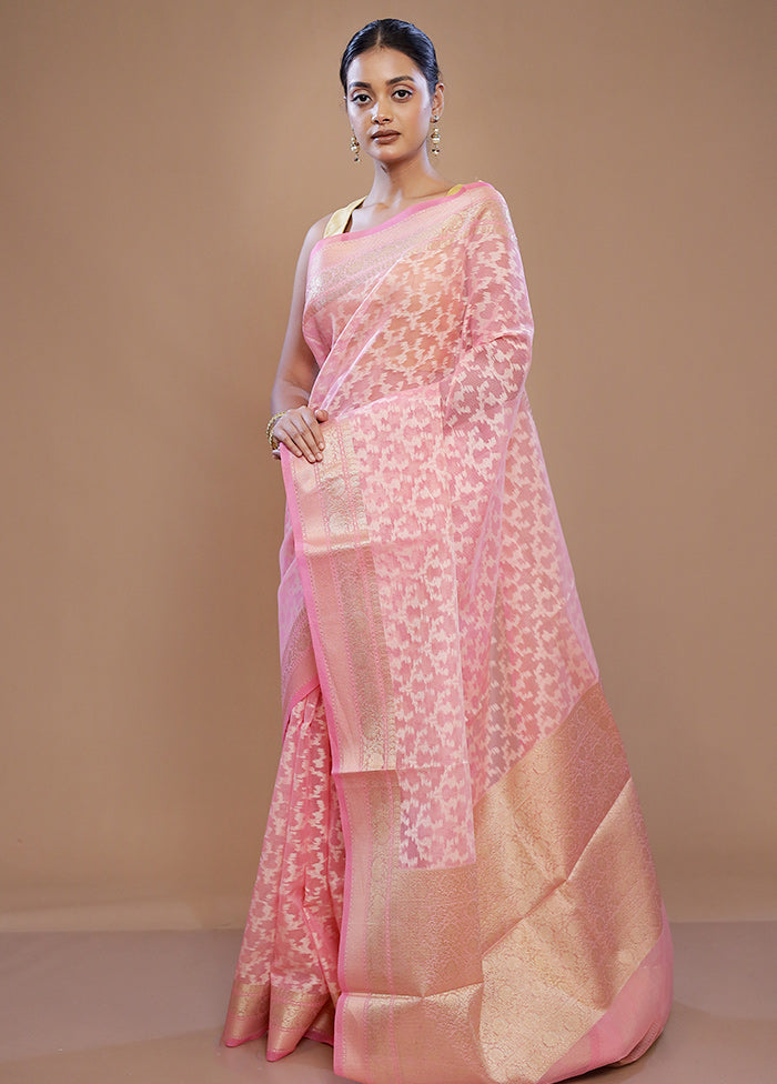 Pink Kora Silk Saree With Blouse Piece - Indian Silk House Agencies