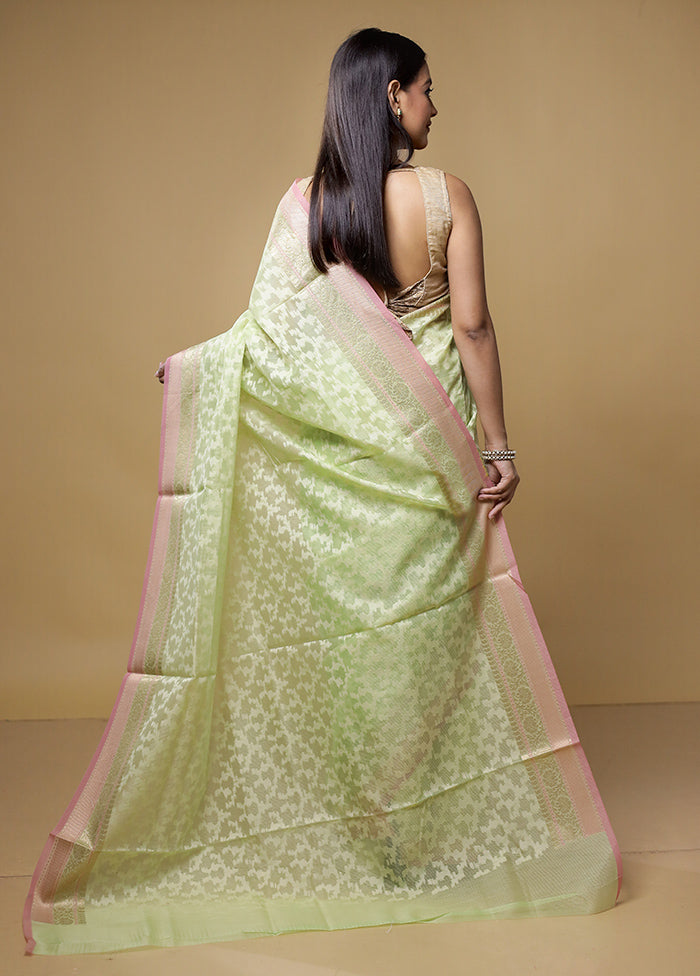 Green Kora Silk Saree With Blouse Piece