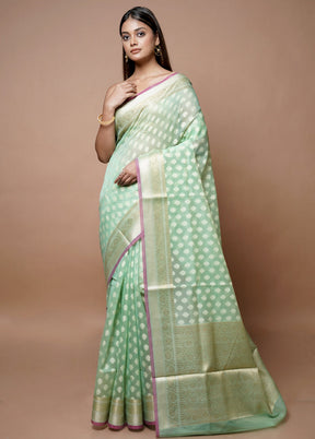 Green Kora Silk Saree With Blouse Piece