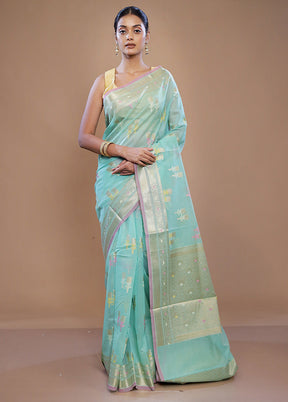 Green Kora Silk Saree With Blouse Piece - Indian Silk House Agencies