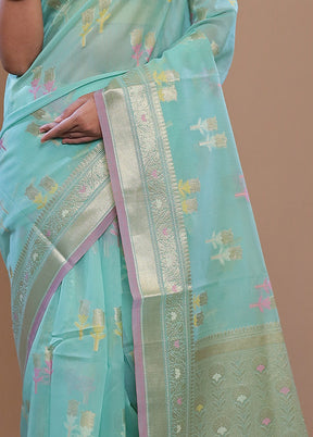 Green Kora Silk Saree With Blouse Piece - Indian Silk House Agencies