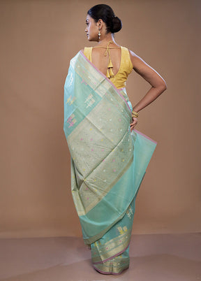 Green Kora Silk Saree With Blouse Piece - Indian Silk House Agencies