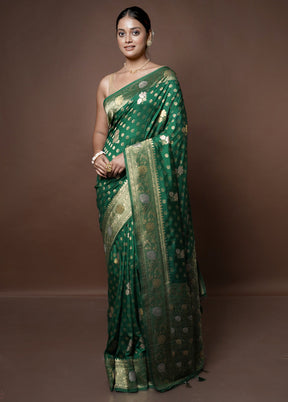 Green Dupion Silk Saree With Blouse Piece