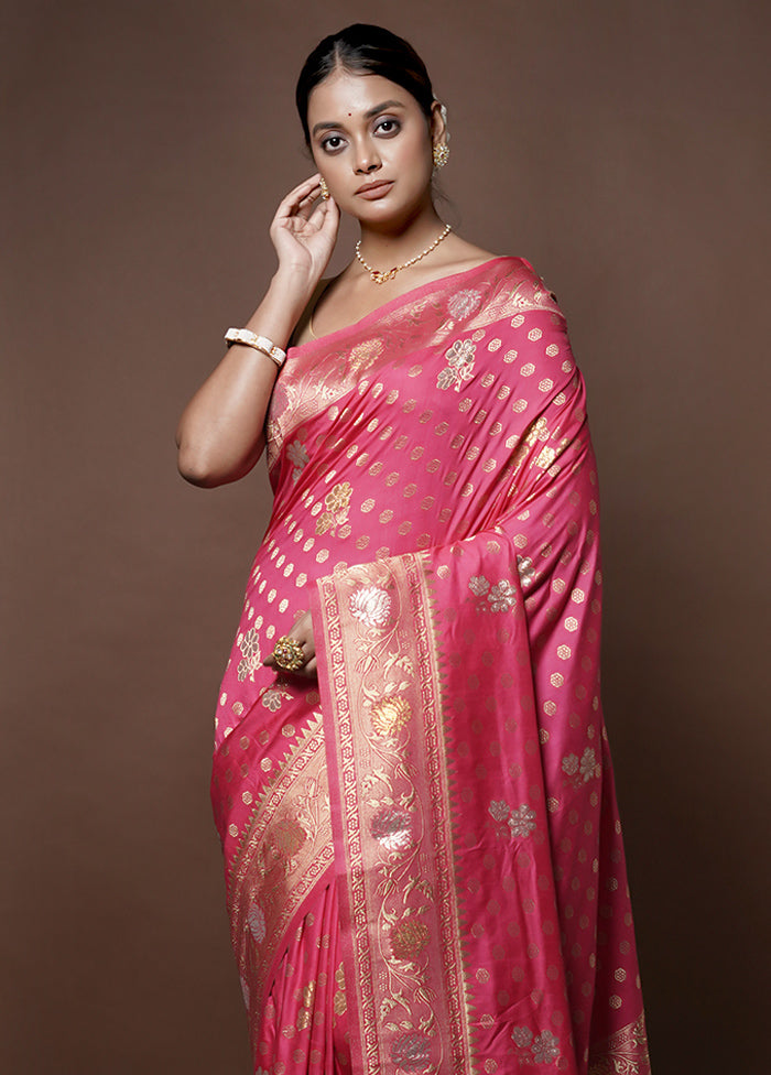 Pink Dupion Silk Saree With Blouse Piece