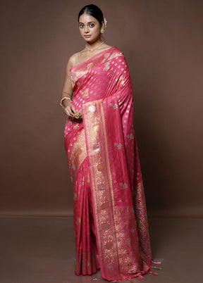 Pink Dupion Silk Saree With Blouse Piece