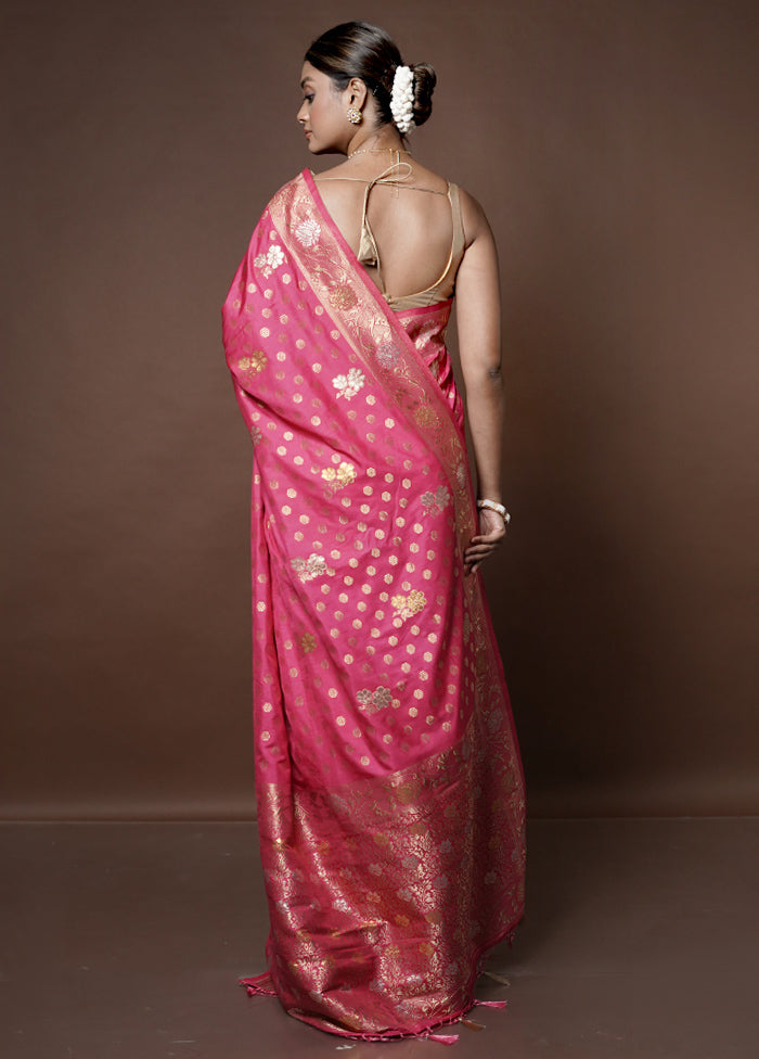 Pink Dupion Silk Saree With Blouse Piece