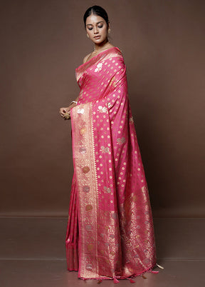 Pink Dupion Silk Saree With Blouse Piece